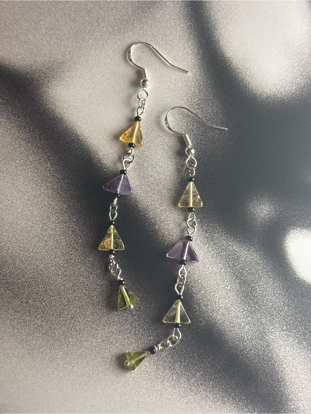 Handcrafted Multi-Color Triangle Bead Drop Earrings
